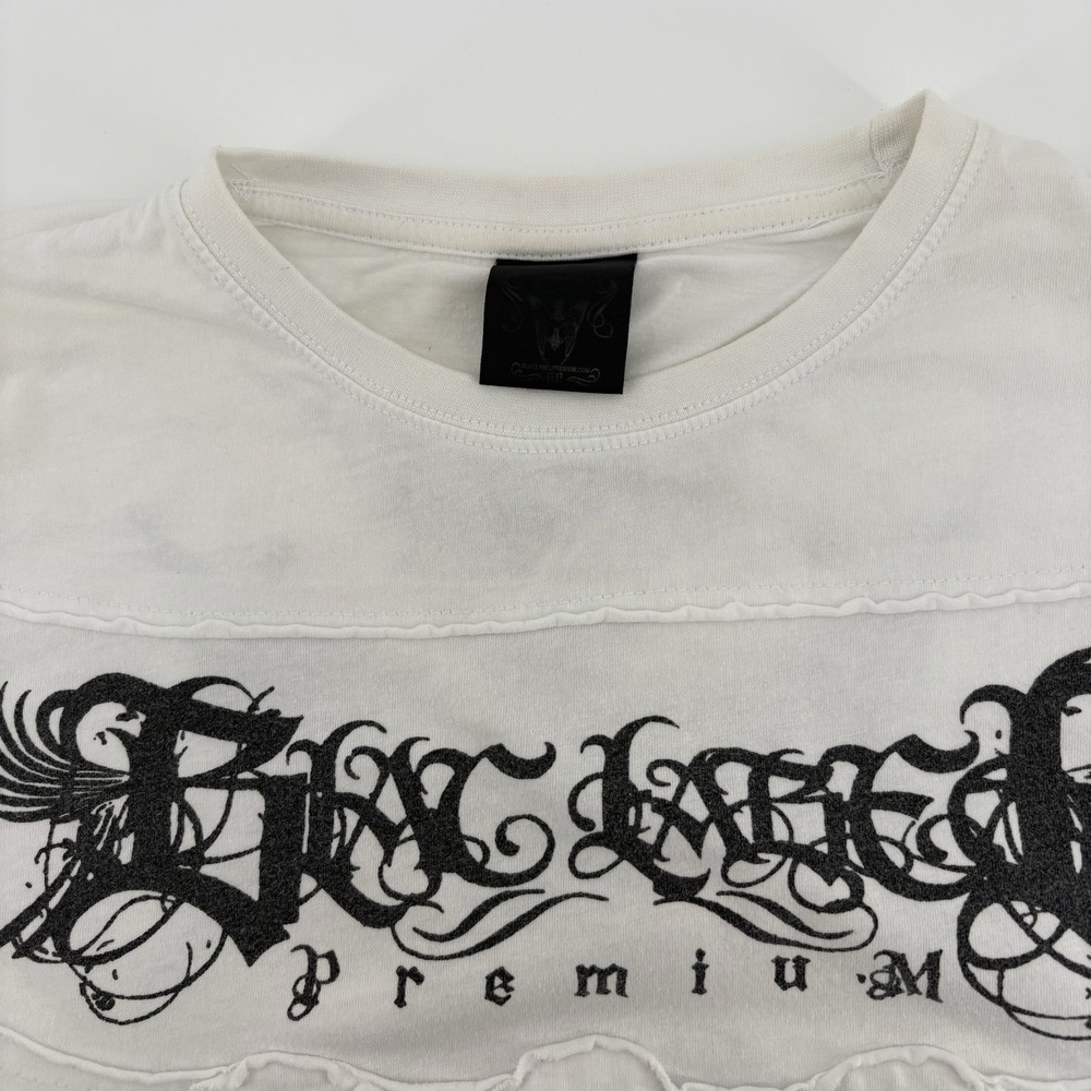 Affliction Black Label Premium Skull & Wings Size XL White W Metal embellishment